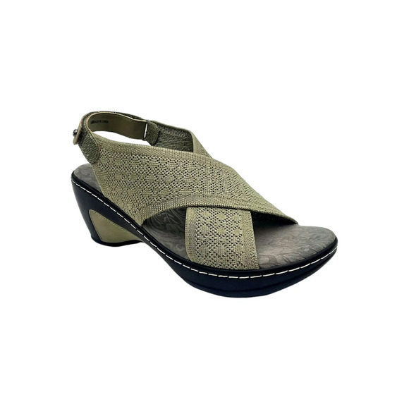 JBU by Jambu Shoes - JBU by Jambu Women's Alyssa Shimmer Knit Wedge Heel Sandal Sage - Medium